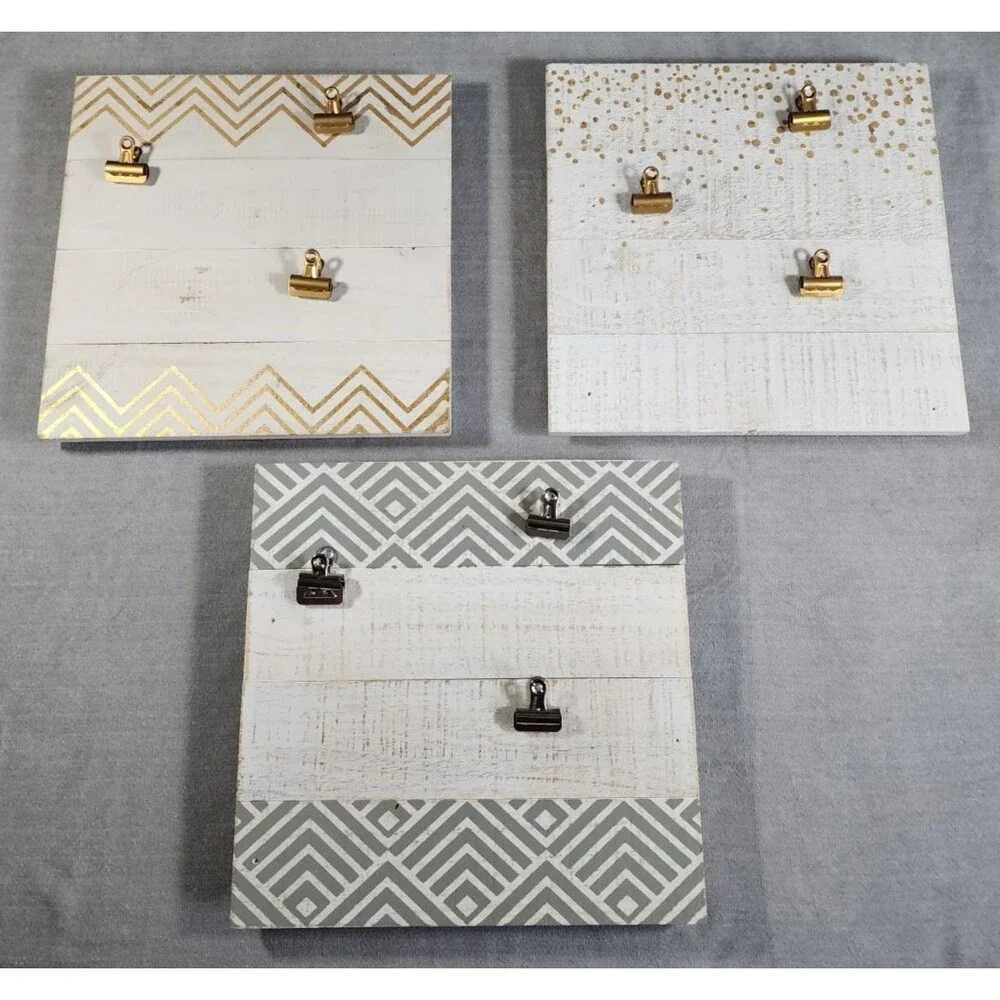 3 Pack 12x12 Clipboard Picture Frames Photo Holders Clips Gold Gray Wall Decor